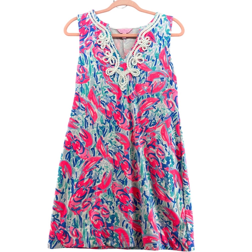 Lilly Pulitzer Harper Shift Cosmic Coral Cracked Up Lobster Roll Ric Rac‎ Medium